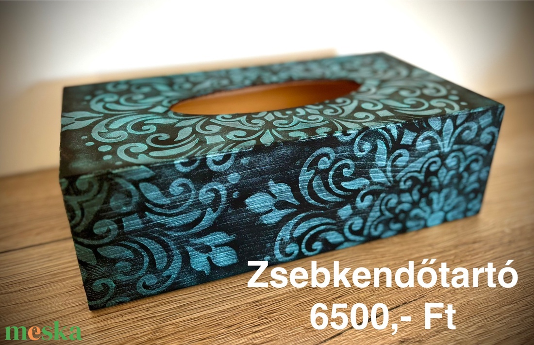 Zsebkendőtartó - türkiz/fekete - otthon & életmód - dekoráció - spiritualitás - mandala - Meska.hu