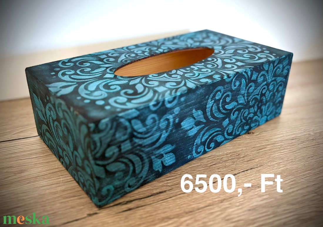 Zsebkendőtartó - türkiz/fekete - otthon & életmód - dekoráció - spiritualitás - mandala - Meska.hu