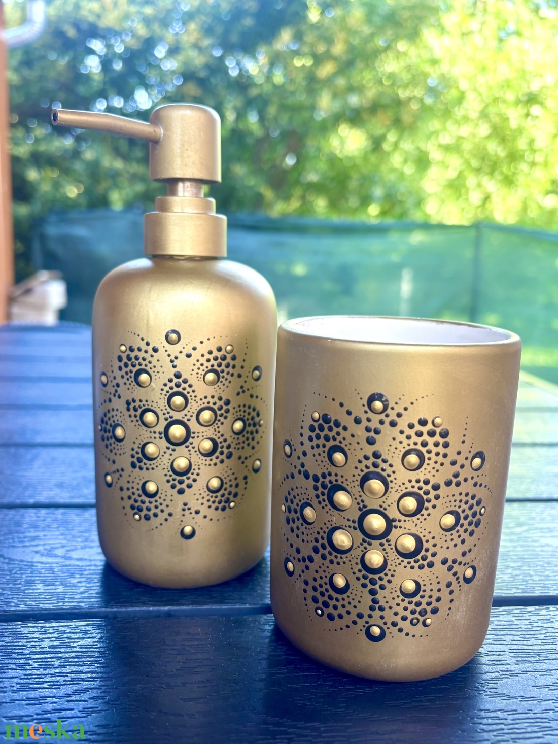 Fürdőszobai szappanadagoló és fogkefetartó - Mandala - otthon & életmód - dekoráció - spiritualitás - mandala - Meska.hu