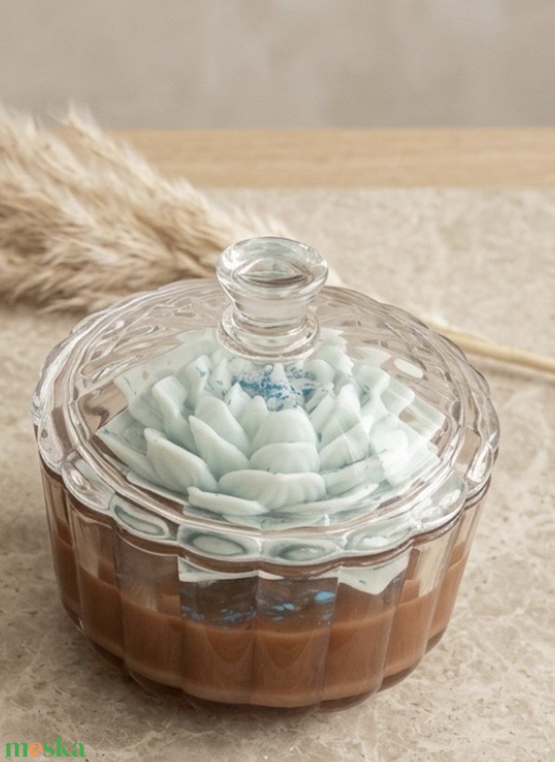 Dekorgyertya üvegben - Bazsarózsa illat - kellékek & szerszámok - dekorációs kellékek - dekorációs gyertya - Meska.hu