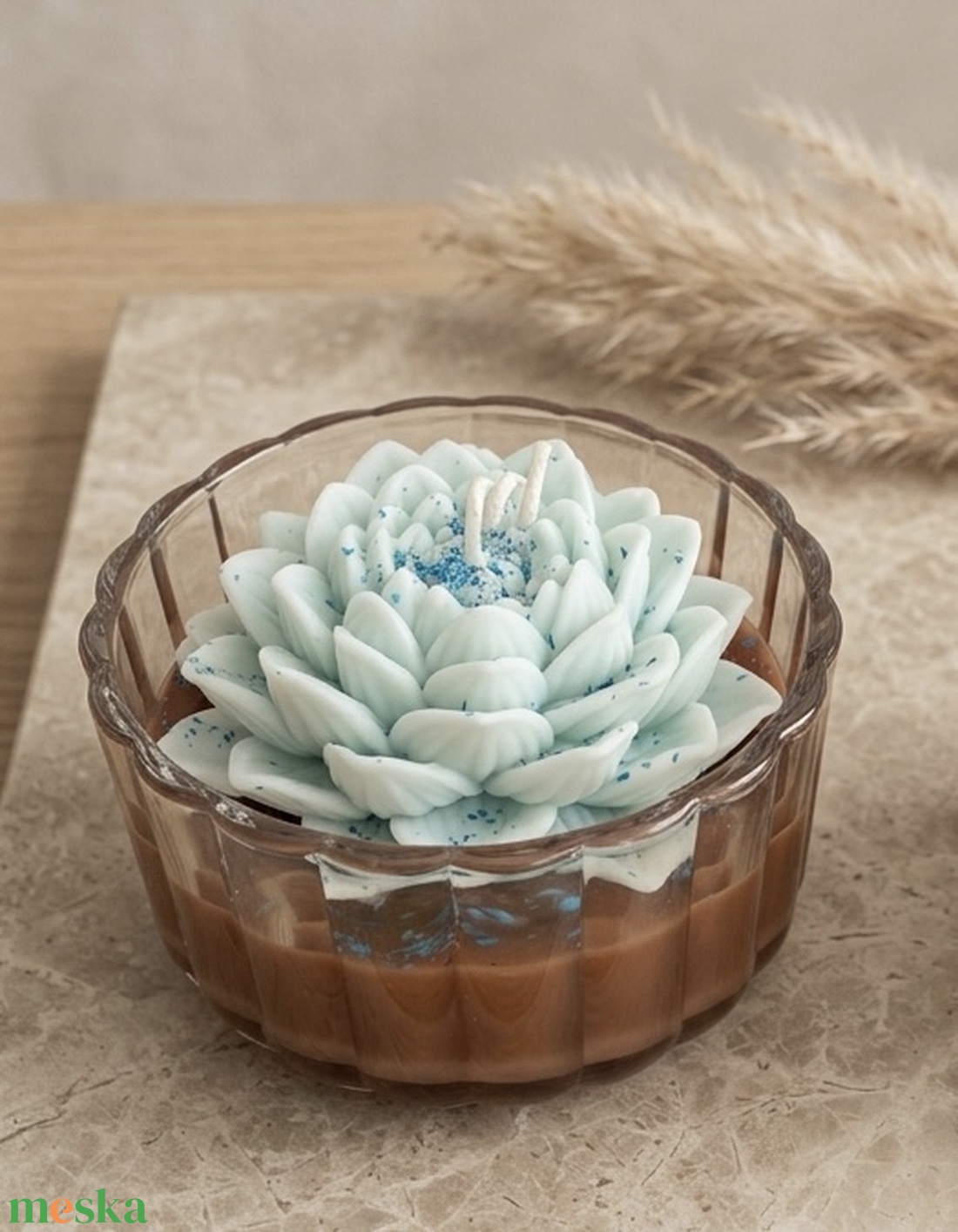 Dekorgyertya üvegben - Bazsarózsa illat - kellékek & szerszámok - dekorációs kellékek - dekorációs gyertya - Meska.hu