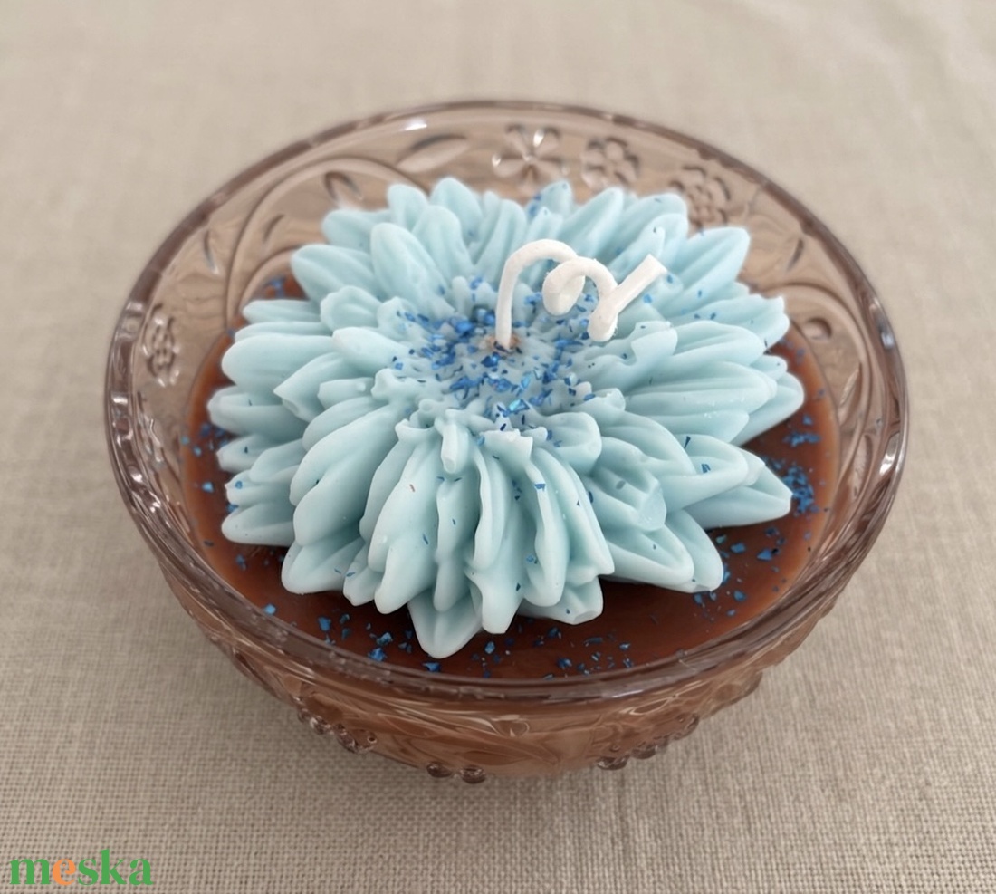 Dekorgyertya üvegben - Bazsarózsa illat - kellékek & szerszámok - dekorációs kellékek - dekorációs gyertya - Meska.hu