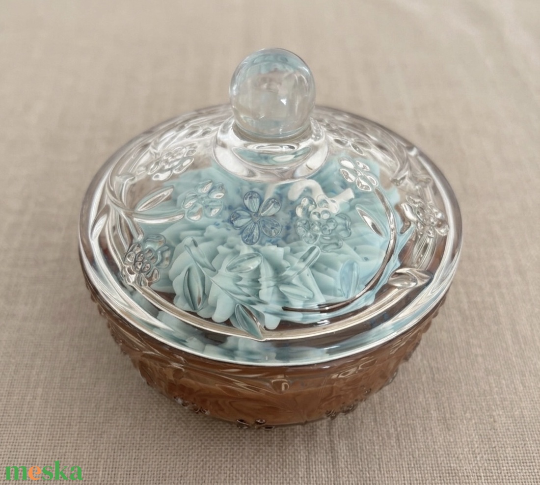 Dekorgyertya üvegben - Bazsarózsa illat - kellékek & szerszámok - dekorációs kellékek - dekorációs gyertya - Meska.hu