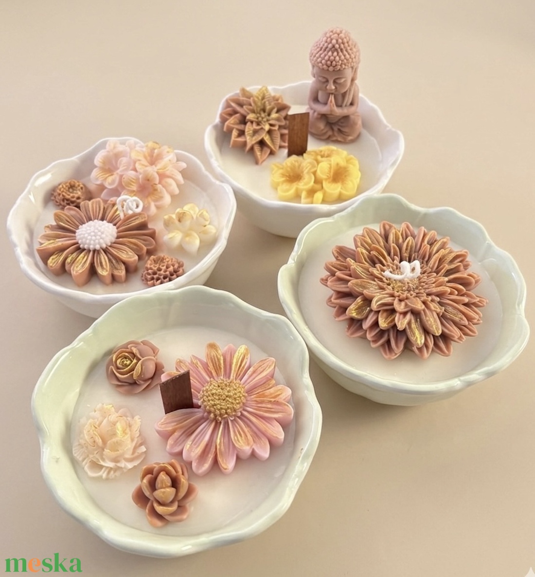 Dekorgyertya kerámia talárban - kellékek & szerszámok - dekorációs kellékek - dekorációs gyertya - Meska.hu