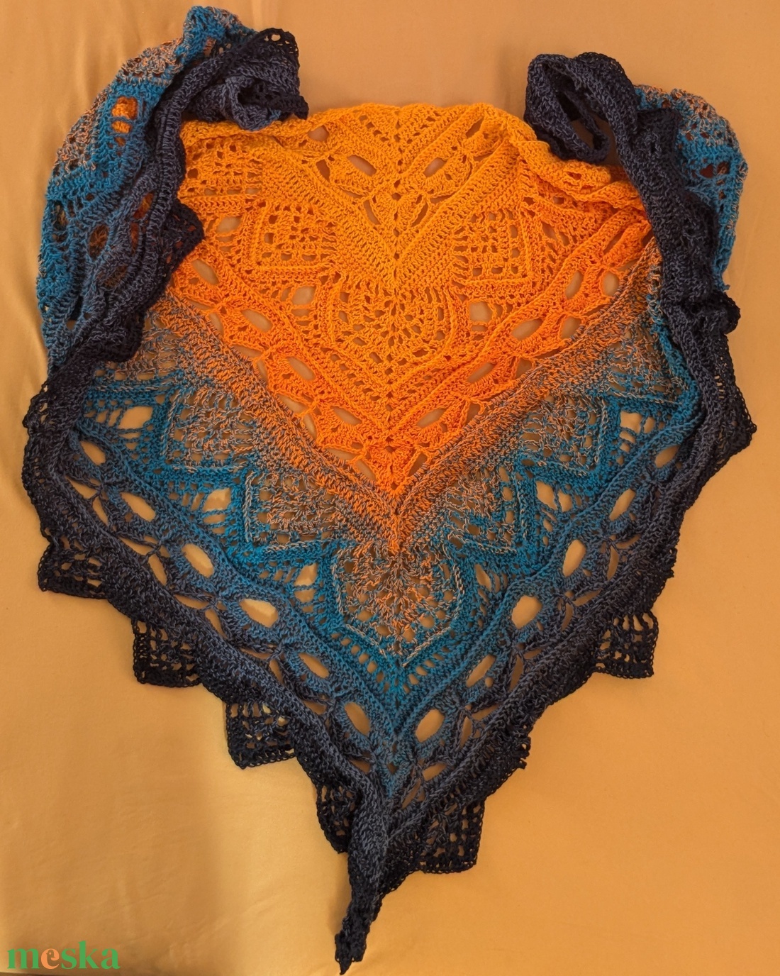 Ceylon tea sál, kendö, egyedi, horgolt - ruha & divat - sál, sapka, kendő - sál - Meska.hu
