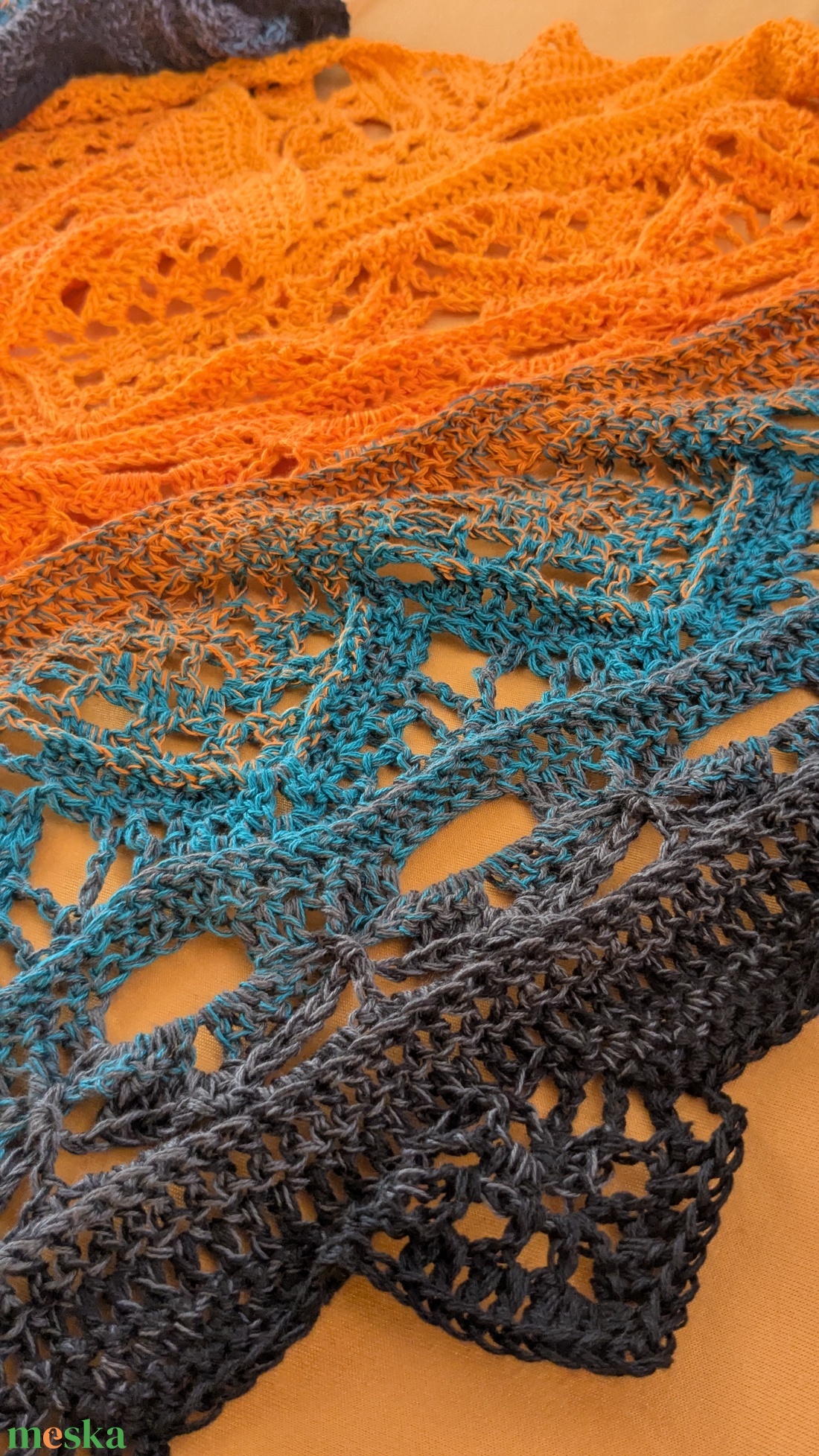 Ceylon tea sál, kendö, egyedi, horgolt - ruha & divat - sál, sapka, kendő - sál - Meska.hu