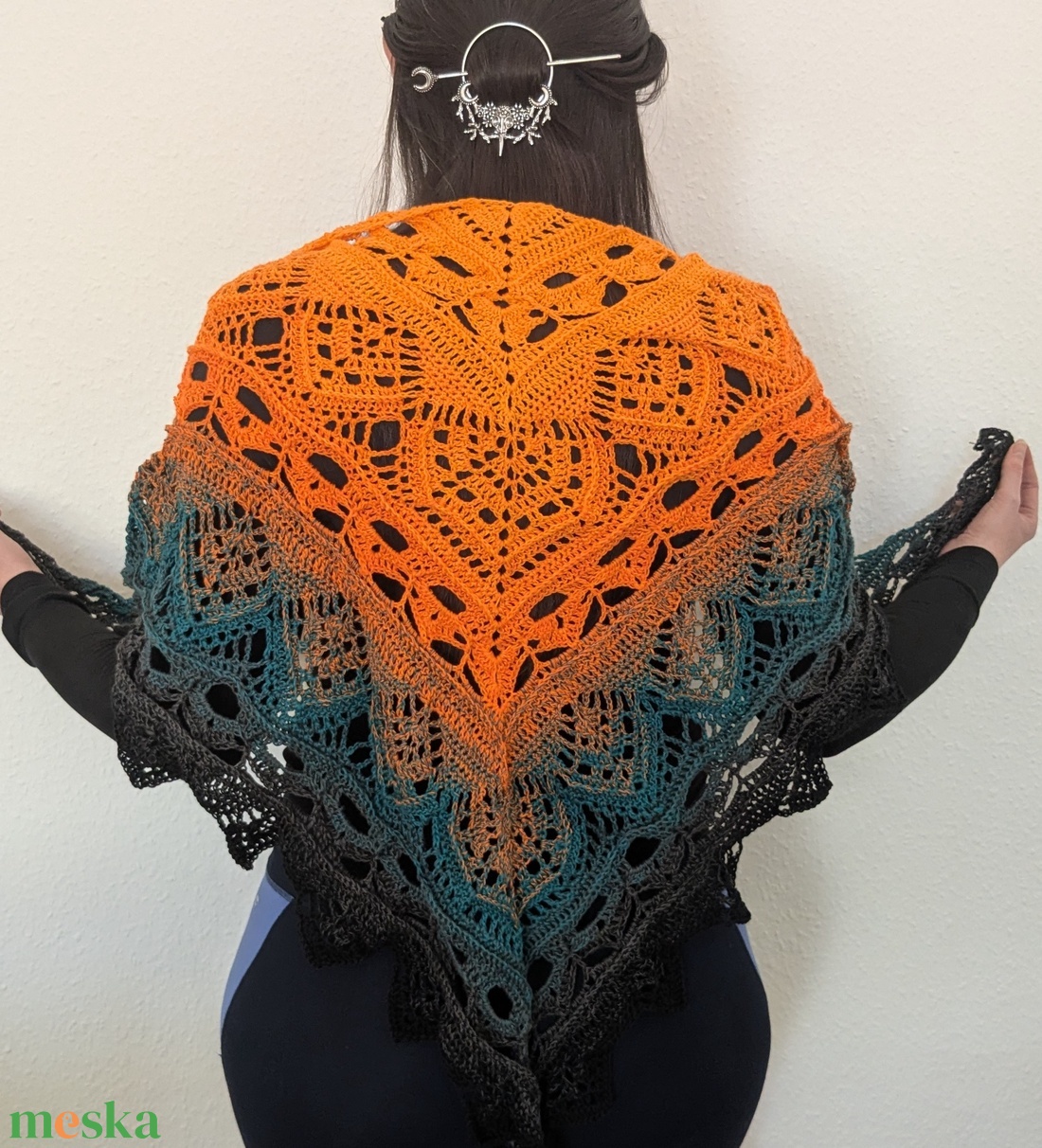 Ceylon tea sál, kendö, egyedi, horgolt - ruha & divat - sál, sapka, kendő - sál - Meska.hu