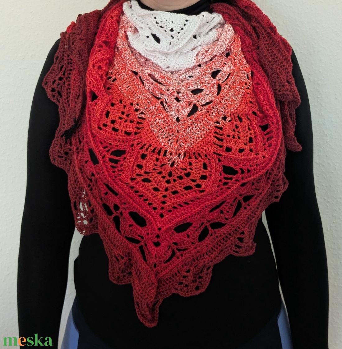 Ceylon tea sál, kendö, egyedi, horgolt - ruha & divat - sál, sapka, kendő - sál - Meska.hu