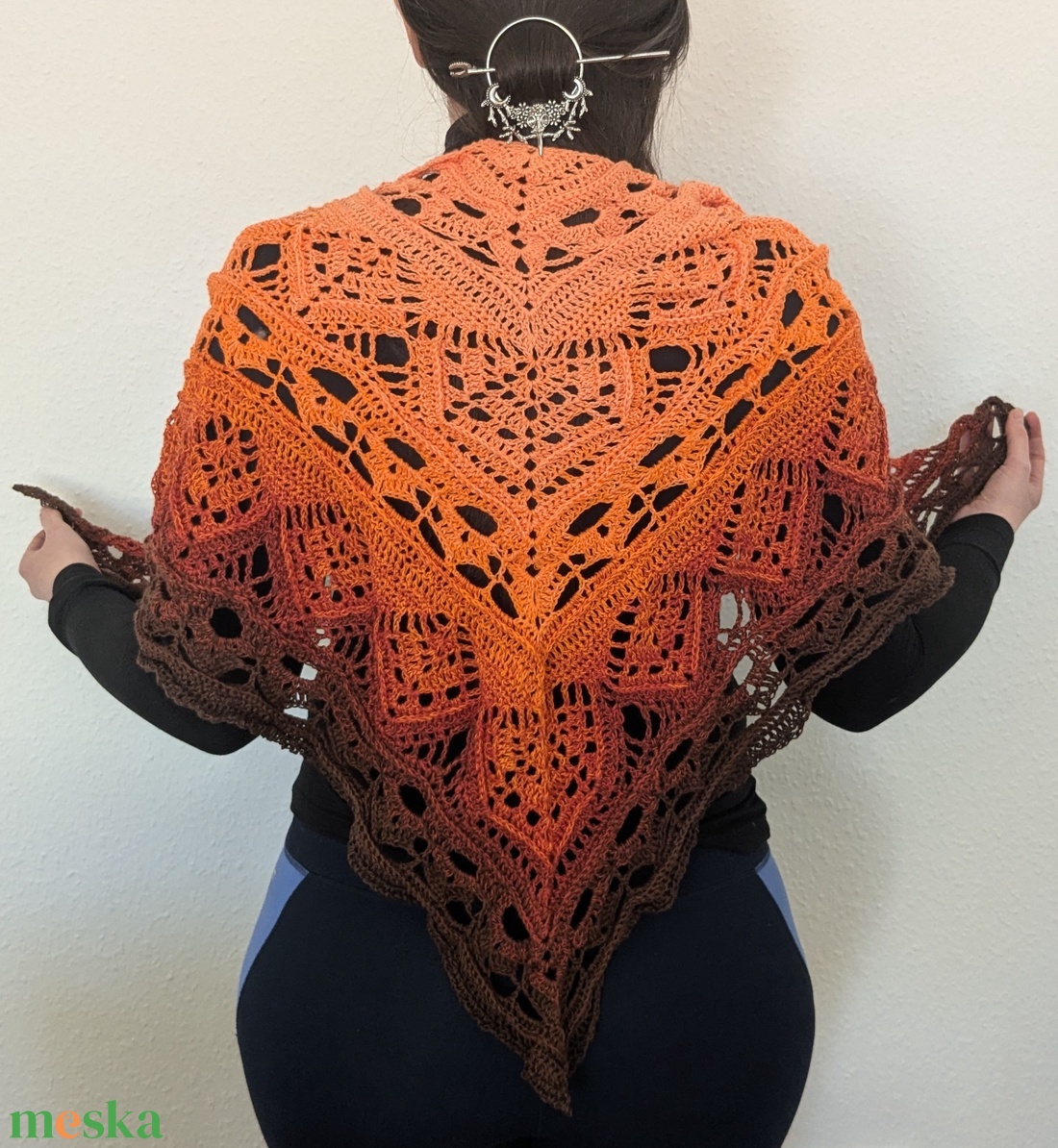 Ceylon tea sál, kendö, egyedi, horgolt - ruha & divat - sál, sapka, kendő - sál - Meska.hu