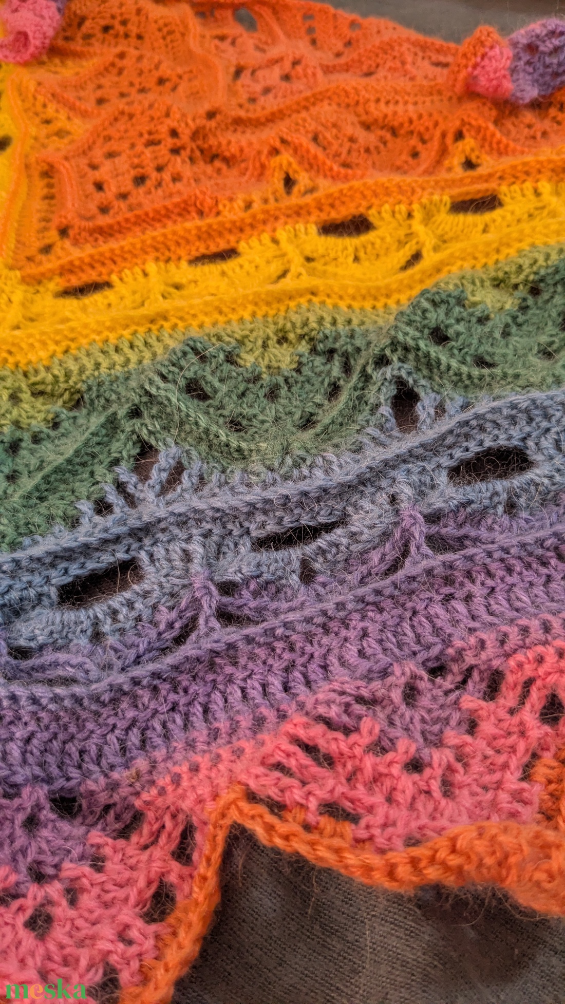 Ceylon tea sál, kendö, egyedi, horgolt - ruha & divat - sál, sapka, kendő - sál - Meska.hu