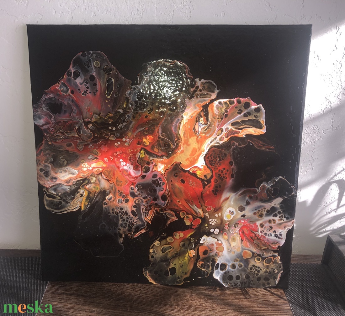 Flamenco - Fluid art akril festmény - művészet - festmény - akril - Meska.hu