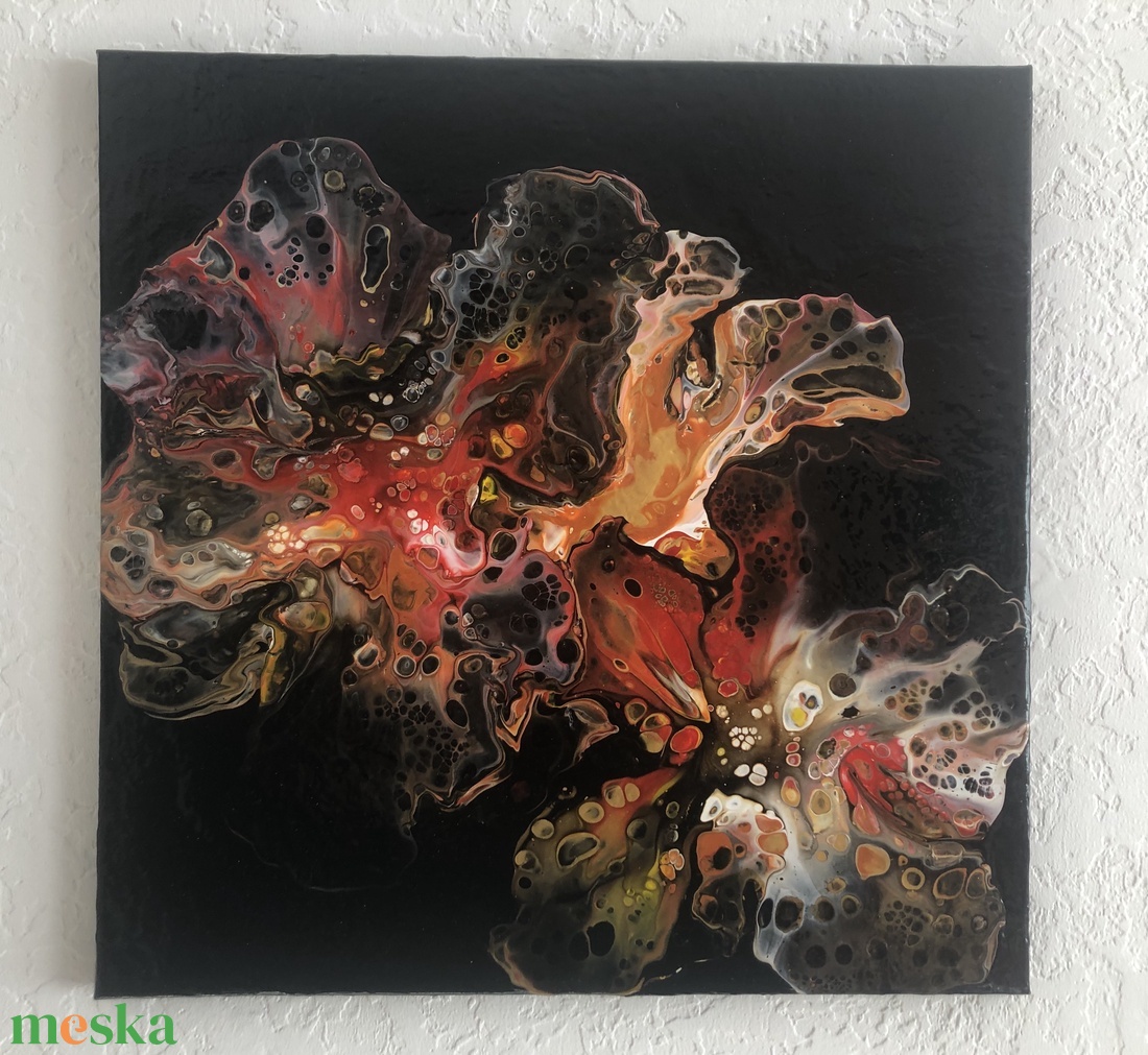 Flamenco - Fluid art akril festmény - művészet - festmény - akril - Meska.hu
