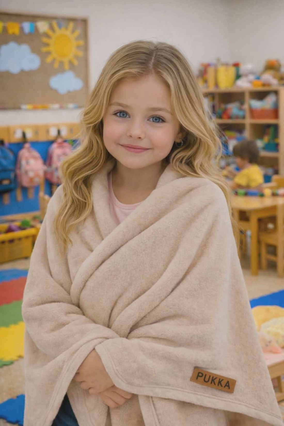 Meleg Drapp Duplarétegű Fleece Gyerektakaró - játék & sport - ovis felszerelés - ovis ágynemű - Meska.hu