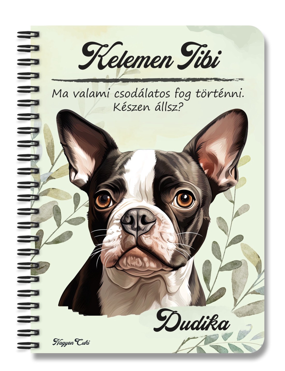 Személyre szabható - Boston terrier portré mintás A6-os füzet - otthon & életmód - papír, írószer - jegyzetfüzet & napló - Meska.hu