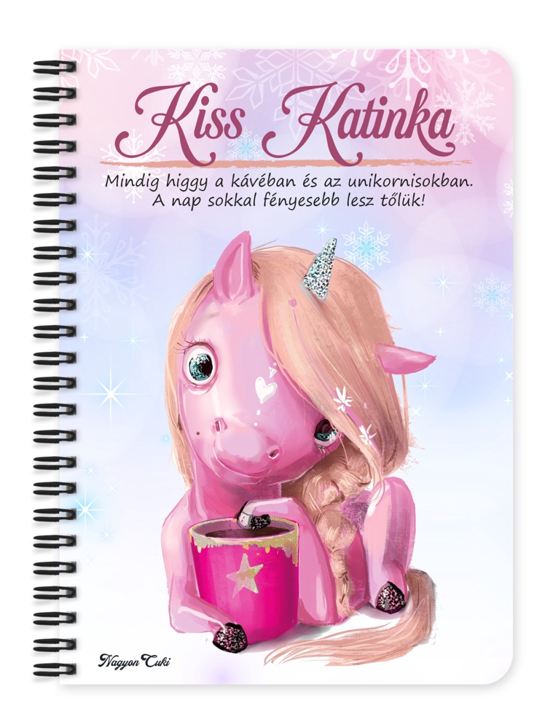 Személyre szabható - Unikornis és kávé mintás A5-ös füzet - otthon & életmód - papír, írószer - jegyzetfüzet & napló - Meska.hu