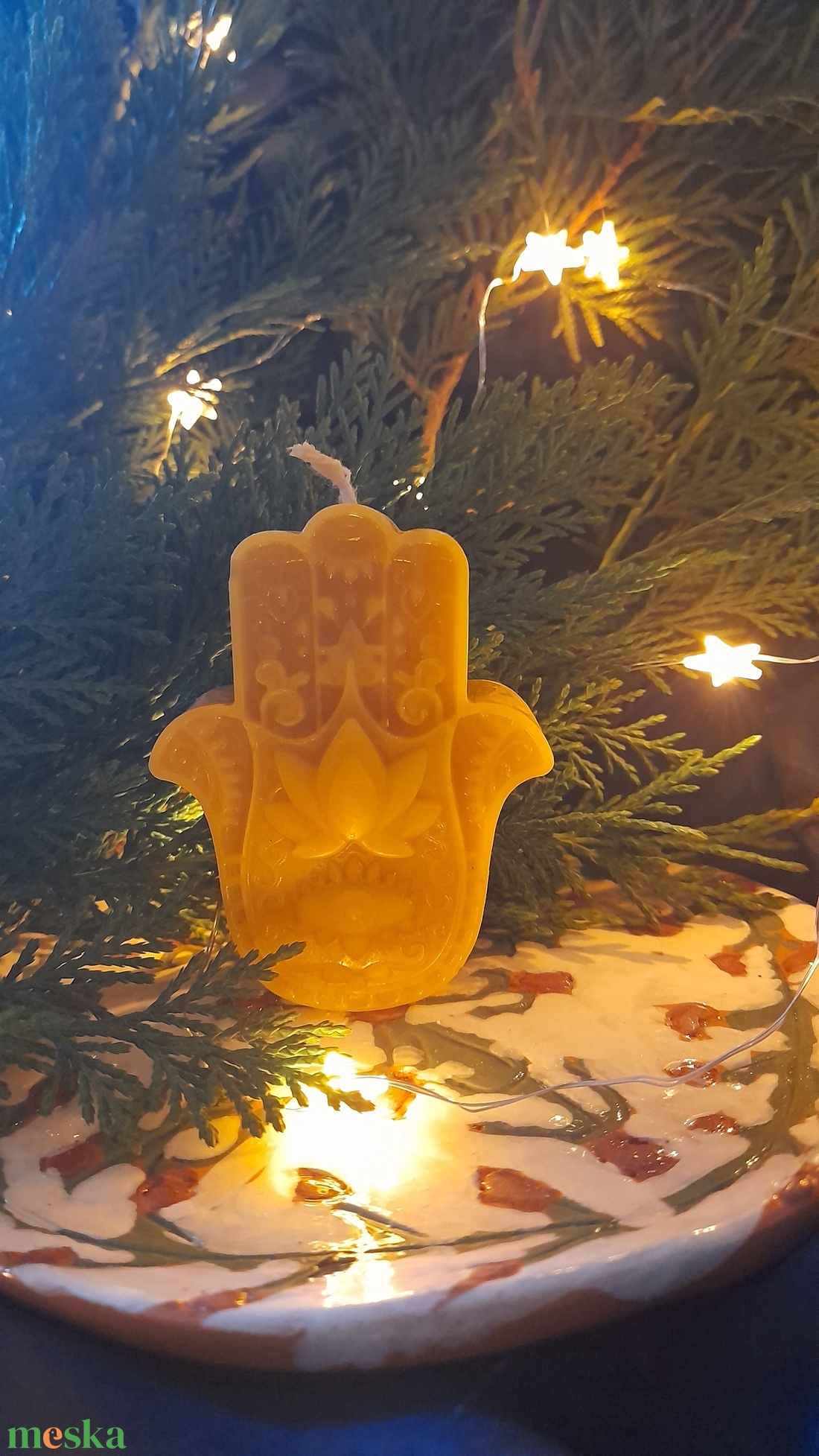 Hamsa kéz gyertya - kellékek & szerszámok - vegyes alapanyag - gyertya alapanyag - méhviasz gyertya alapanyag - Meska.hu