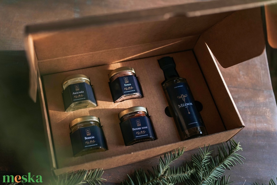 Ajándékdoboz Mini - akácmézborral és 4 mézzel - élelmiszer - méz & propolisz - Meska.hu