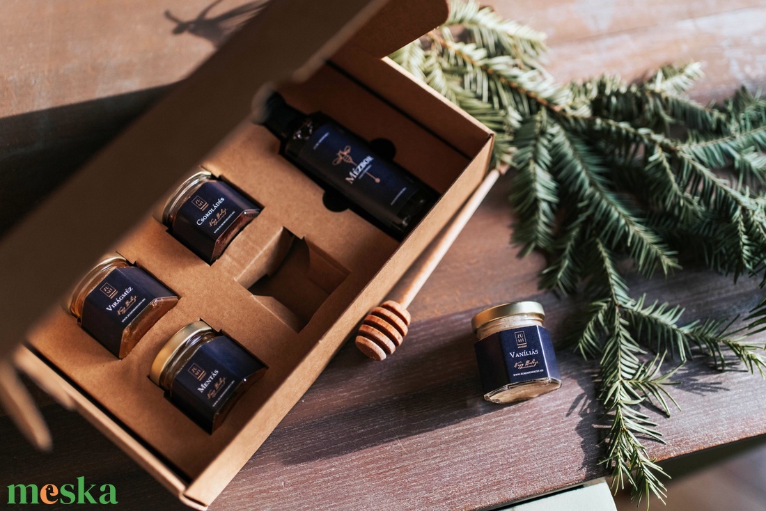 Ajándékdoboz Mini - ribizli mézborral és 4 mézzel - élelmiszer - méz & propolisz - Meska.hu