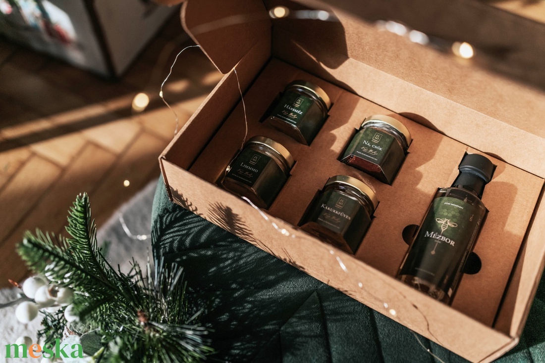 Ajándékdoboz Mini - hárs mézborral és 4 mézzel - élelmiszer - méz & propolisz - Meska.hu