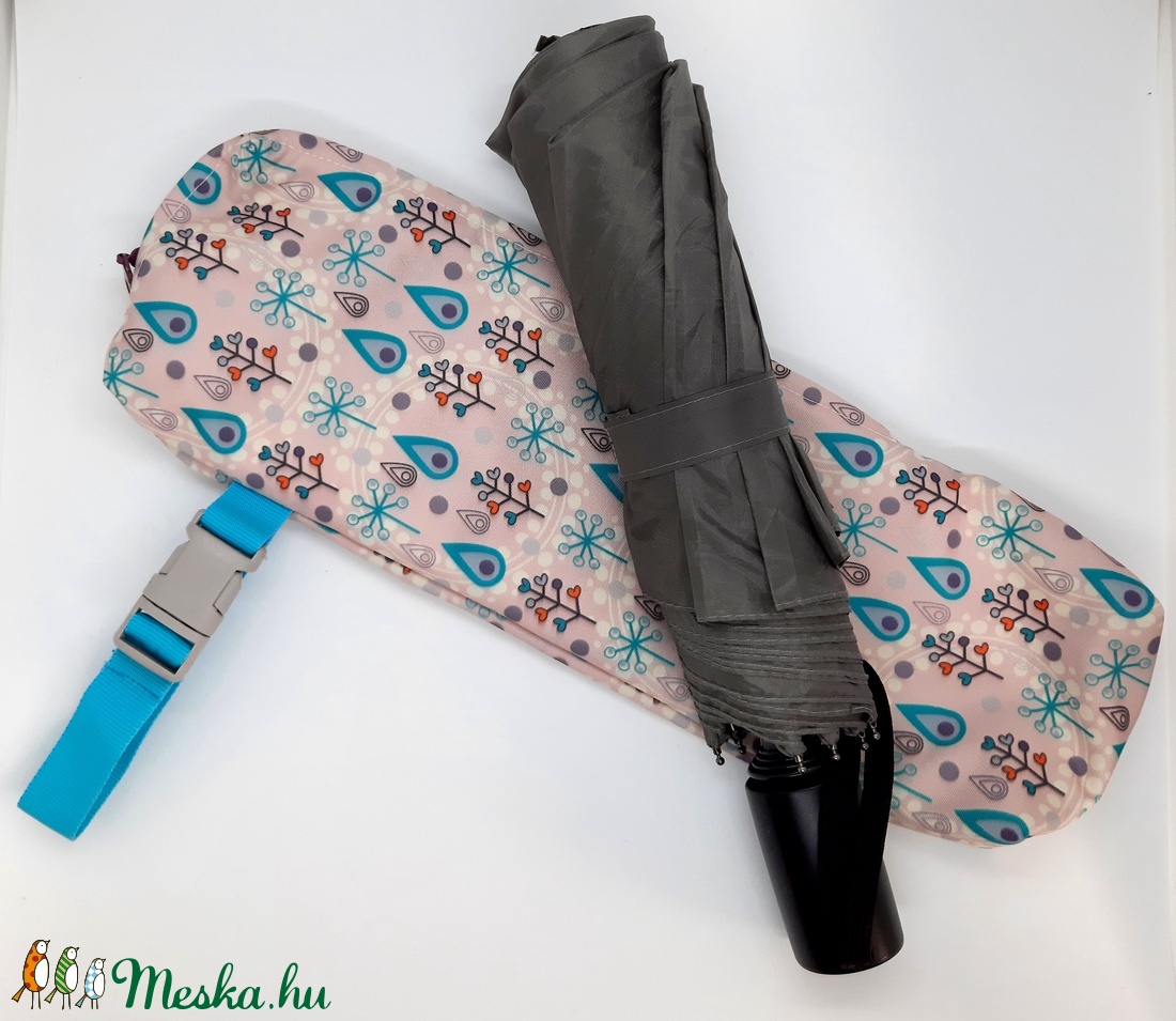 Vízhatlan esernyőtok türkiz cseppek - táska & tok - variálható táska - Meska.hu
