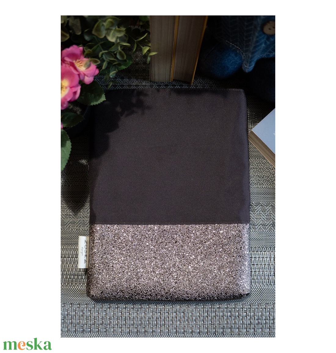 Könyvtok Csillogós műbőr barna - otthon & életmód - papír, írószer - könyv- és füzetborító - Meska.hu