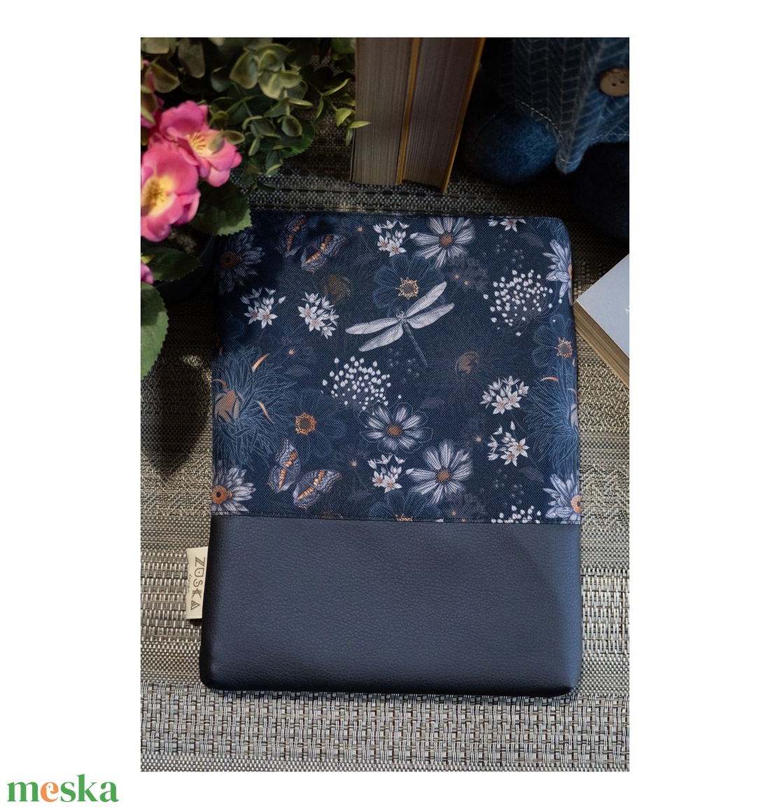 Könyvtok Szitakötő kék - otthon & életmód - papír, írószer - könyv- és füzetborító - Meska.hu