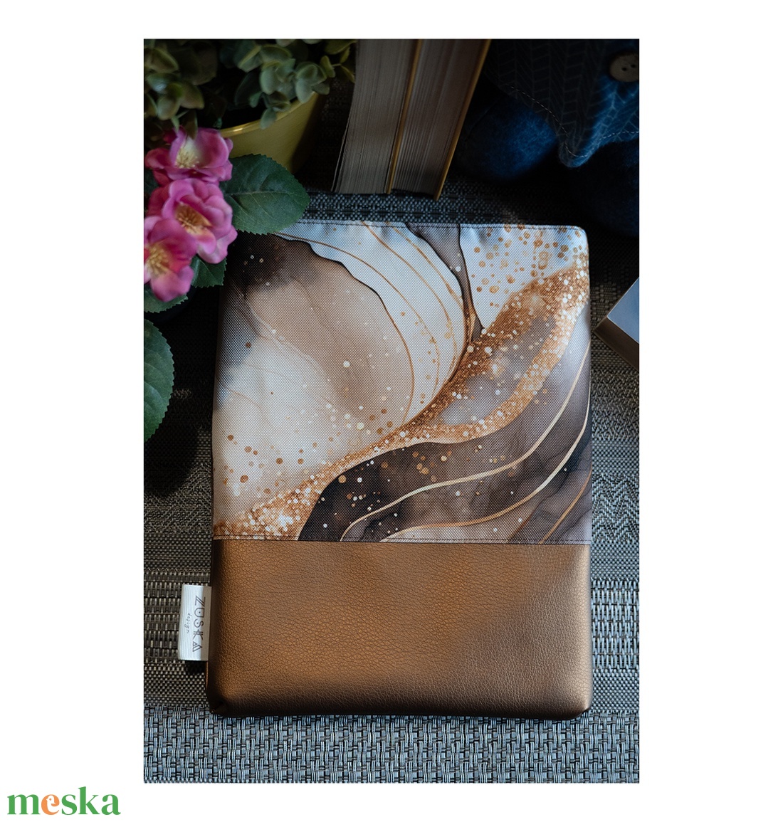 Könyvtok Bronz márvány vízhatlan - könyv & zene - könyvtok - Meska.hu