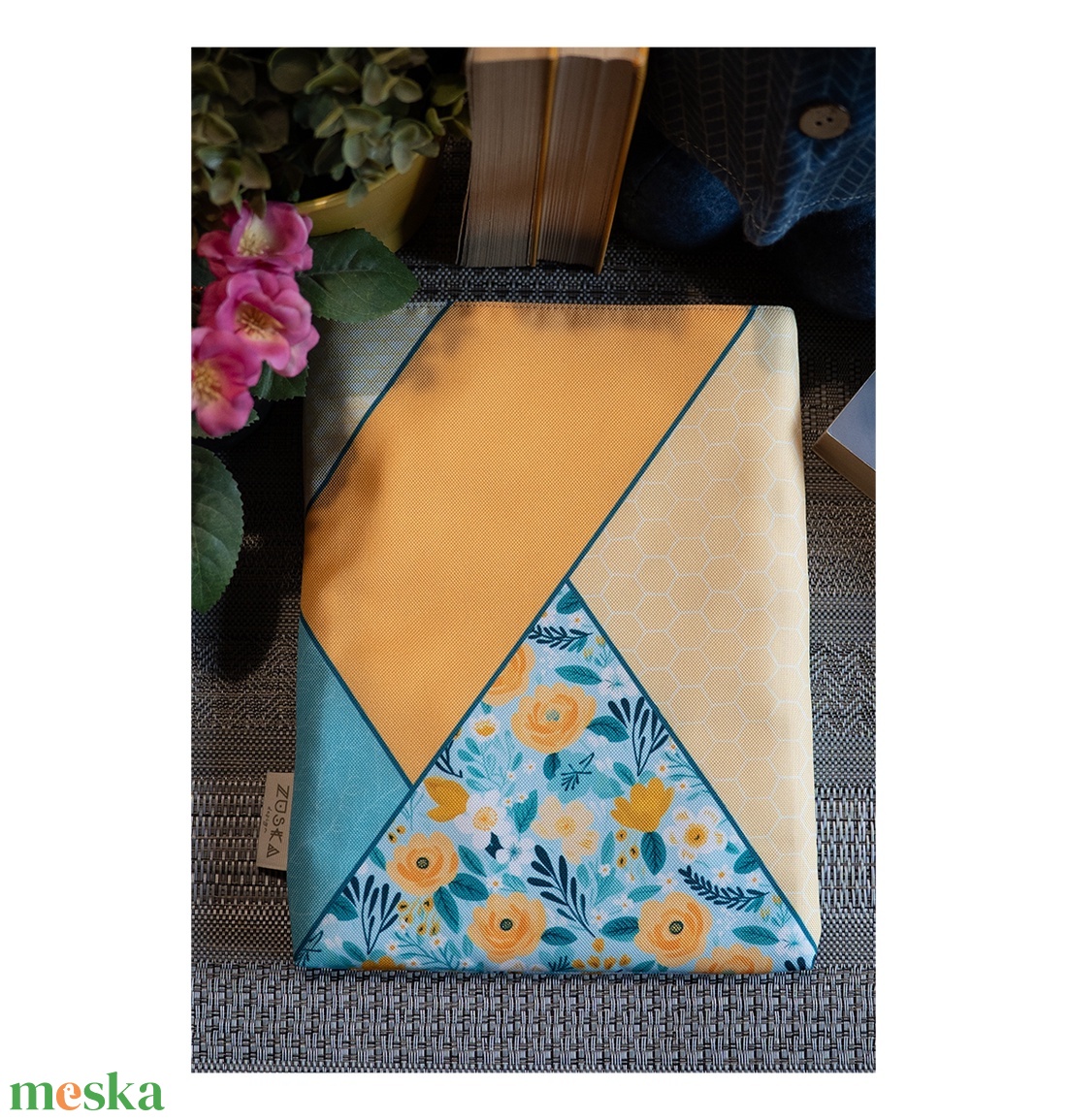 Könyvtok Sárga-kék vonalas vízhatlan - könyv & zene - könyvtok - Meska.hu