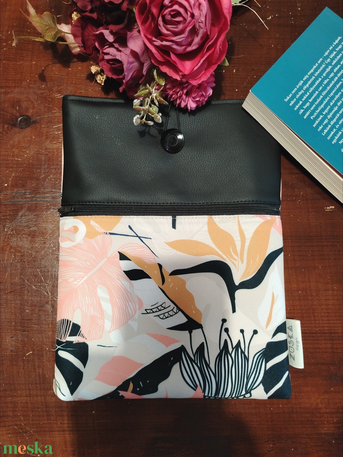 Könyvtok Drapp Tropusi levelek vízhatlan - otthon & életmód - papír, írószer - könyv- és füzetborító - Meska.hu