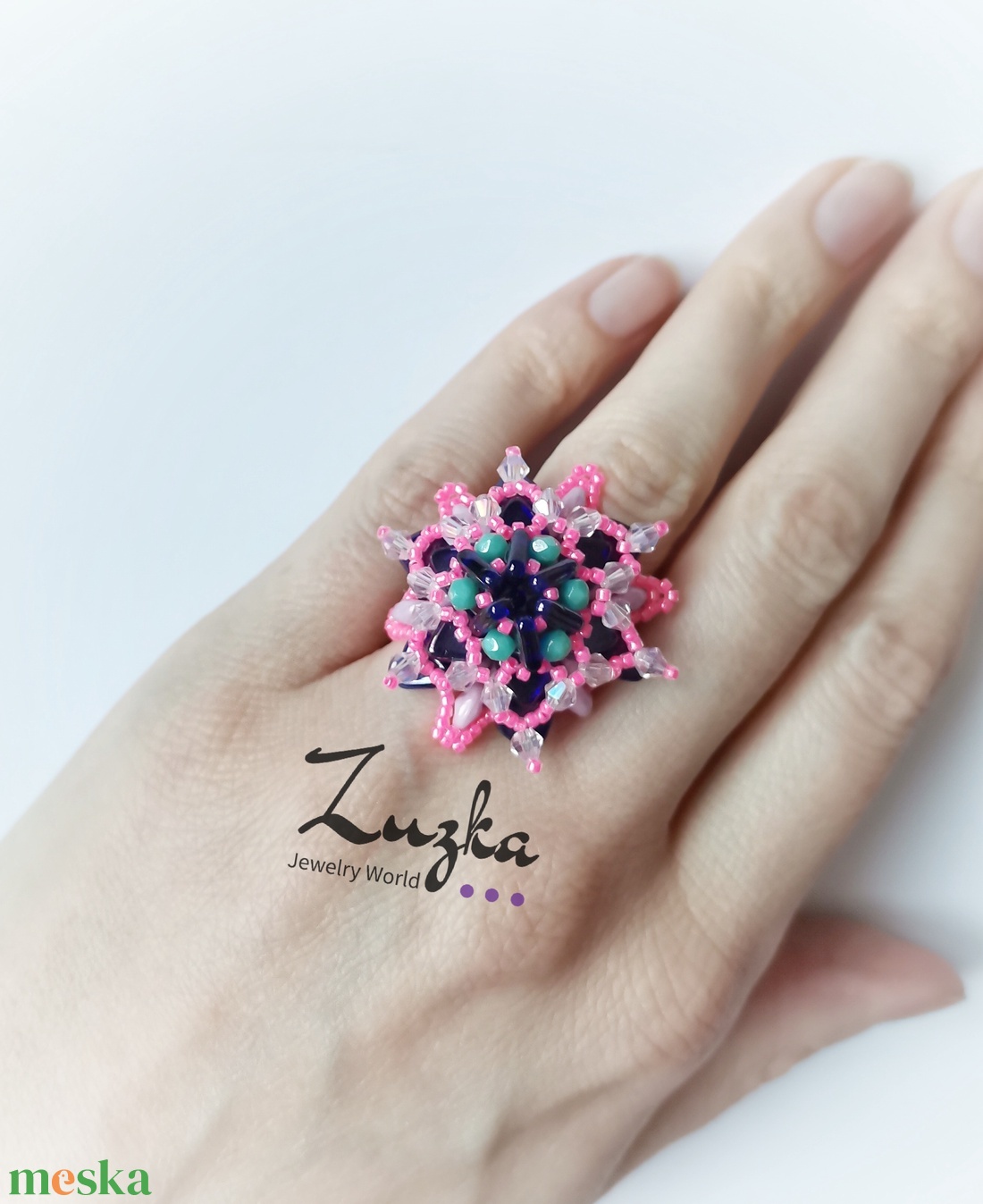 Pink menta lila gyűrű - ékszer - gyűrű - gyöngyös gyűrű - Meska.hu Pink menta lila gyűrű - ékszer - gyűrű - gyöngyös gyűrű - Meska.hu