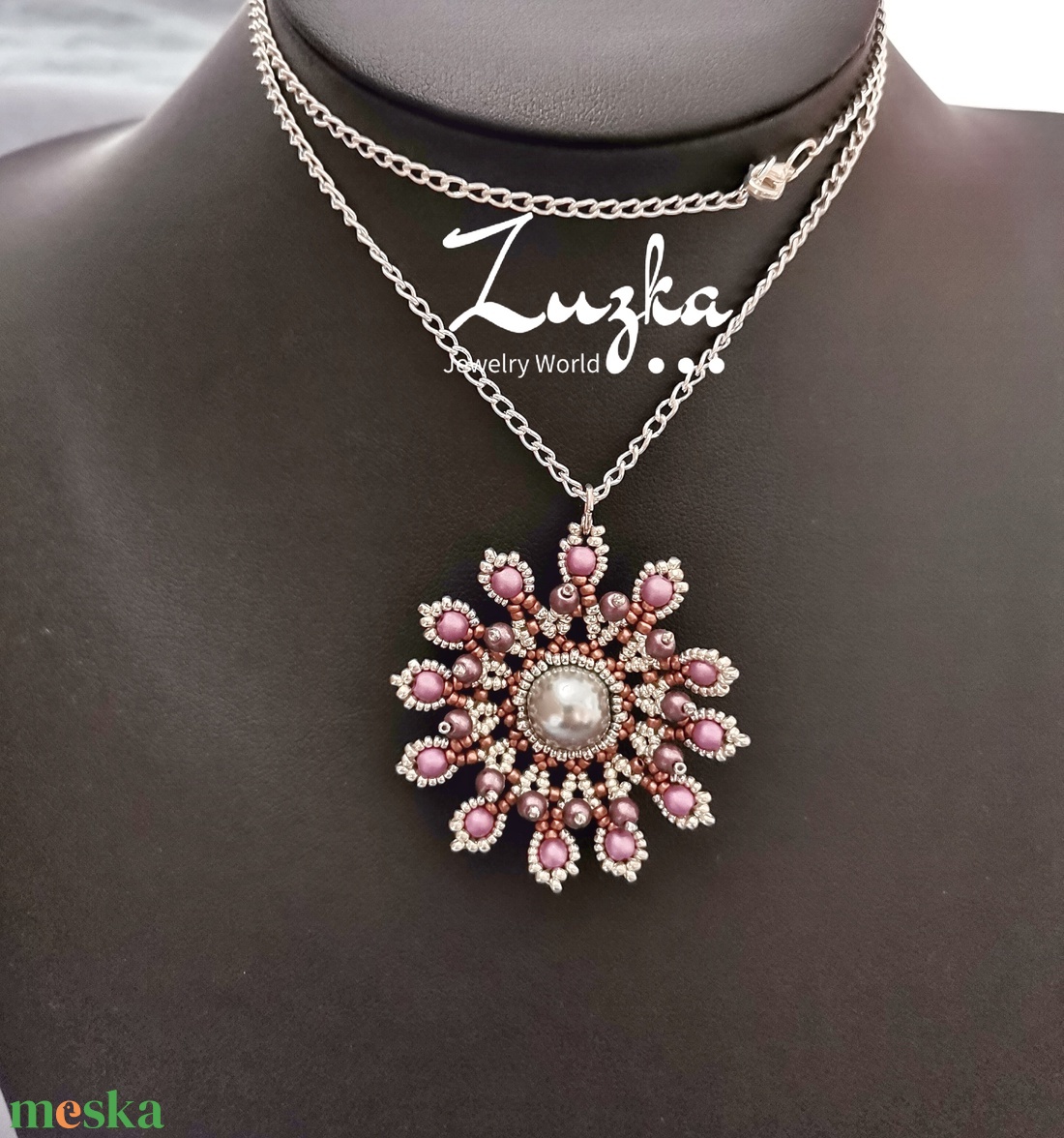 Ezüst lila bronz színű virágos nyaklánc - ékszer - nyaklánc - medálos nyaklánc - Meska.hu Ezüst lila bronz színű virágos nyaklánc - ékszer - nyaklánc - medálos nyaklánc - Meska.hu