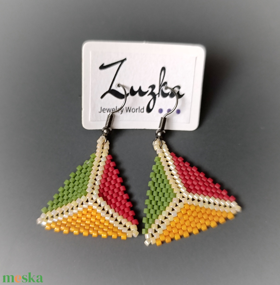 Háromszög lógós fülbevaló - ékszer - fülbevaló - lógó fülbevaló - Meska.hu