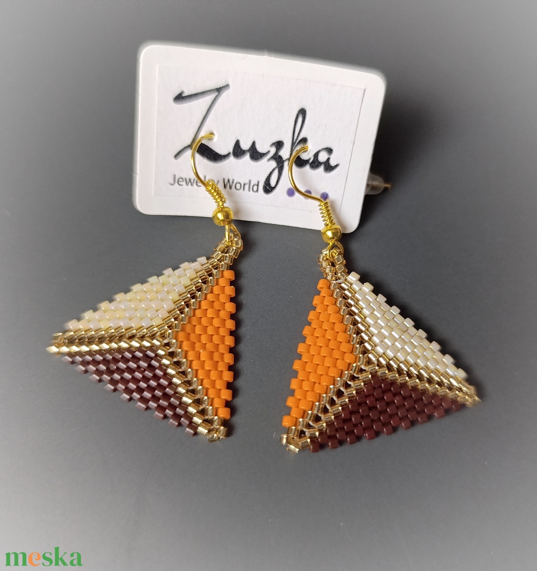 Háromszög lógós fülbevaló - ékszer - fülbevaló - lógó fülbevaló - Meska.hu