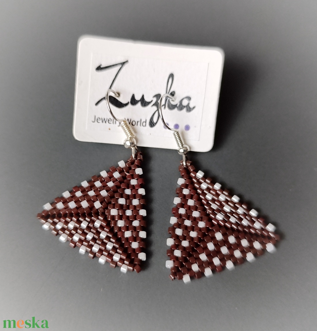 Háromszög lógós fülbevaló - ékszer - fülbevaló - lógó fülbevaló - Meska.hu