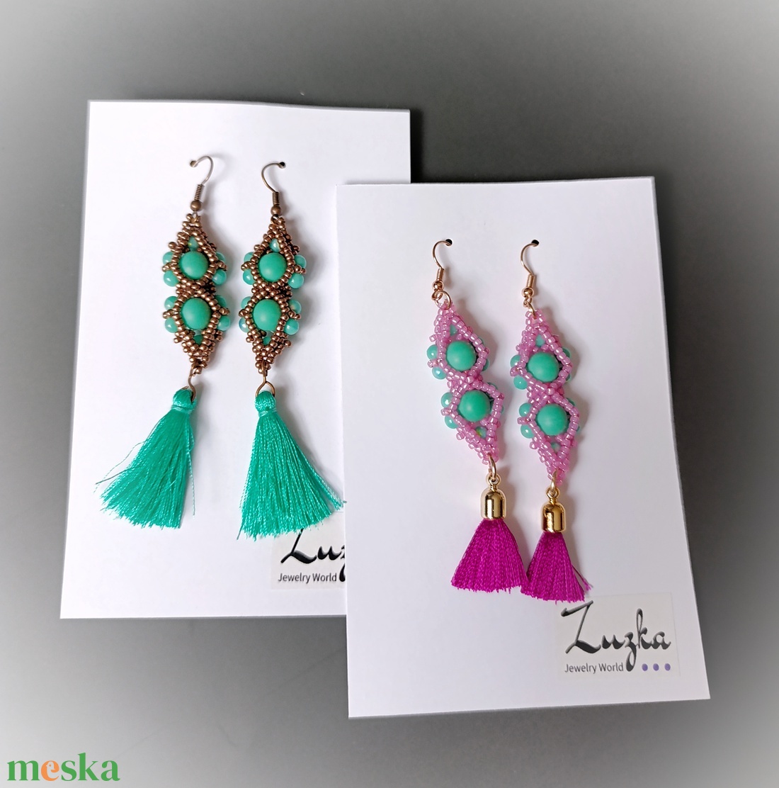 Bojtos fülbevalók - ékszer - fülbevaló - rojtos fülbevaló - Meska.hu