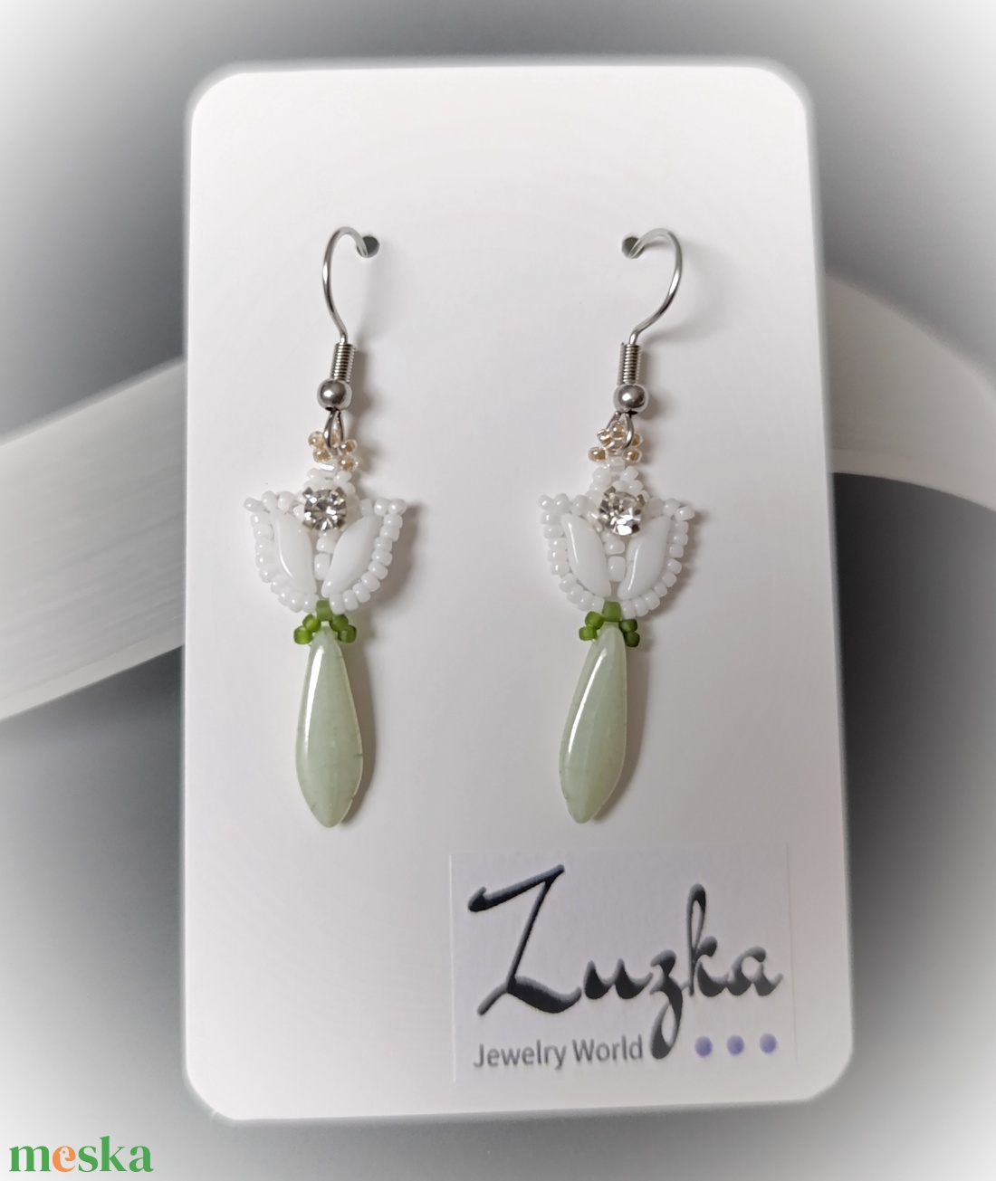 Hóvirág  fülbevalók - ékszer - fülbevaló - lógó fülbevaló - Meska.hu