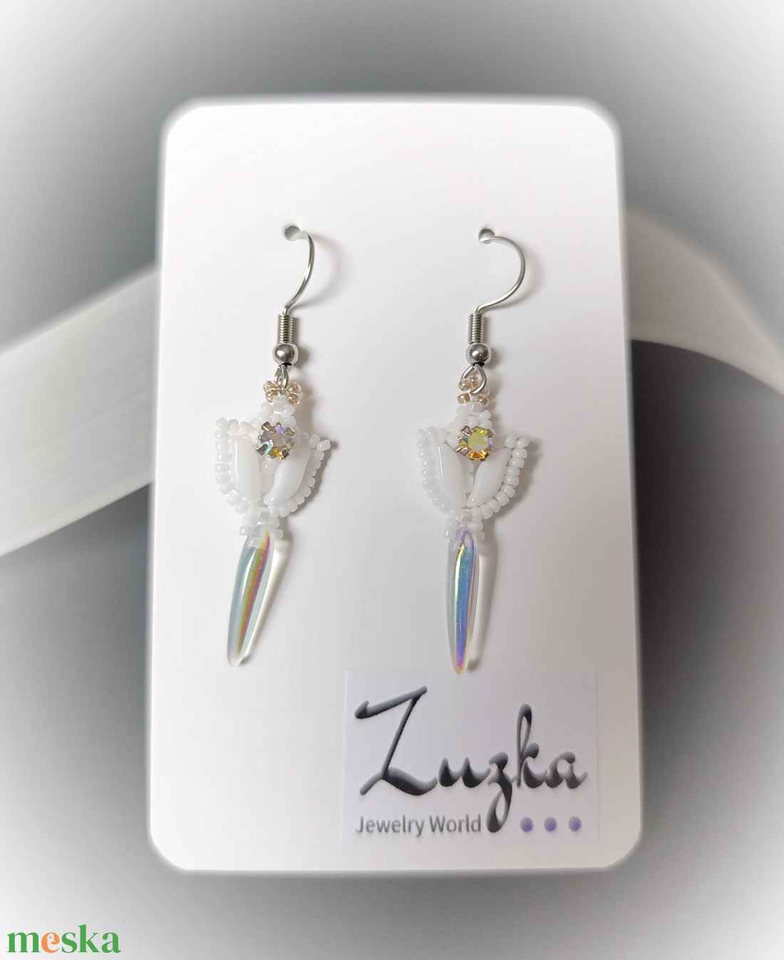 Hóvirág  fülbevalók - ékszer - fülbevaló - lógó fülbevaló - Meska.hu