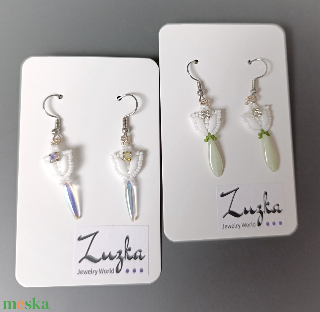 Hóvirág  fülbevalók - ékszer - fülbevaló - lógó fülbevaló - Meska.hu