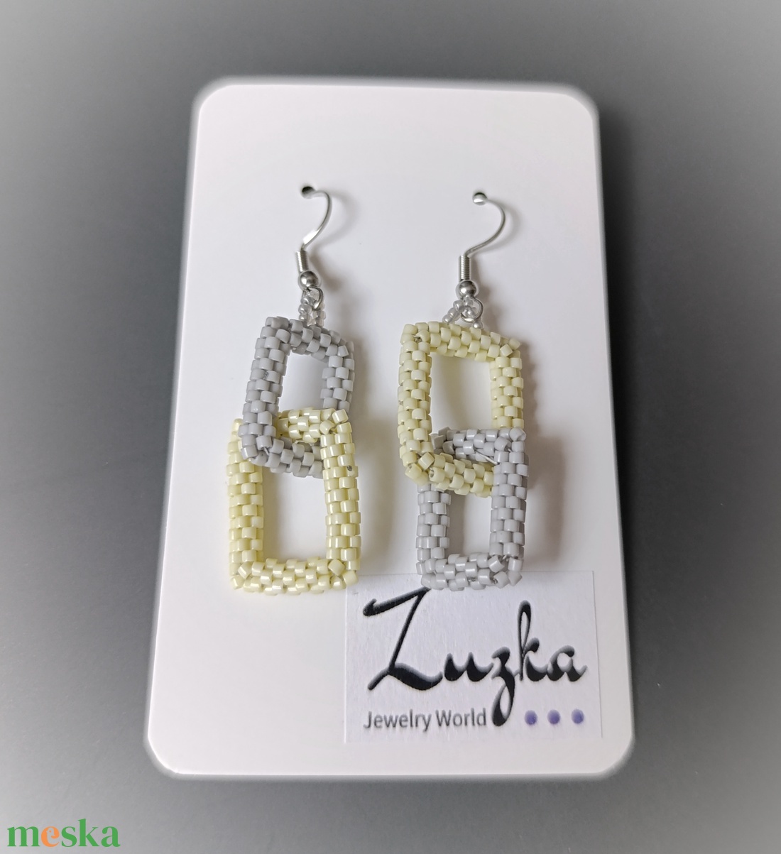 Lógós téglalapos fülbevaló - ékszer - fülbevaló - lógó fülbevaló - Meska.hu