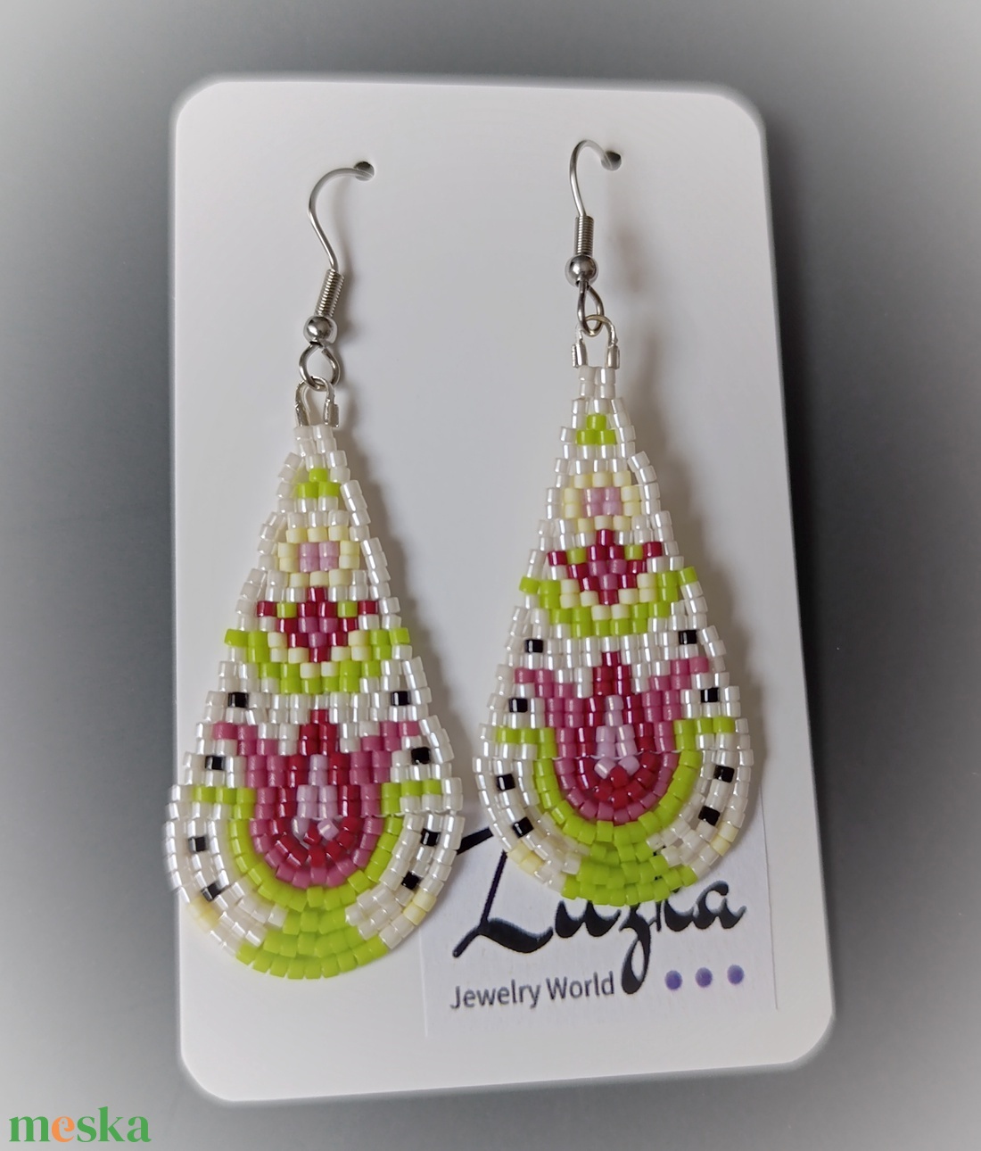 Tulipános csepp fülbevaló - ékszer - fülbevaló - lógó csepp fülbevaló - Meska.hu