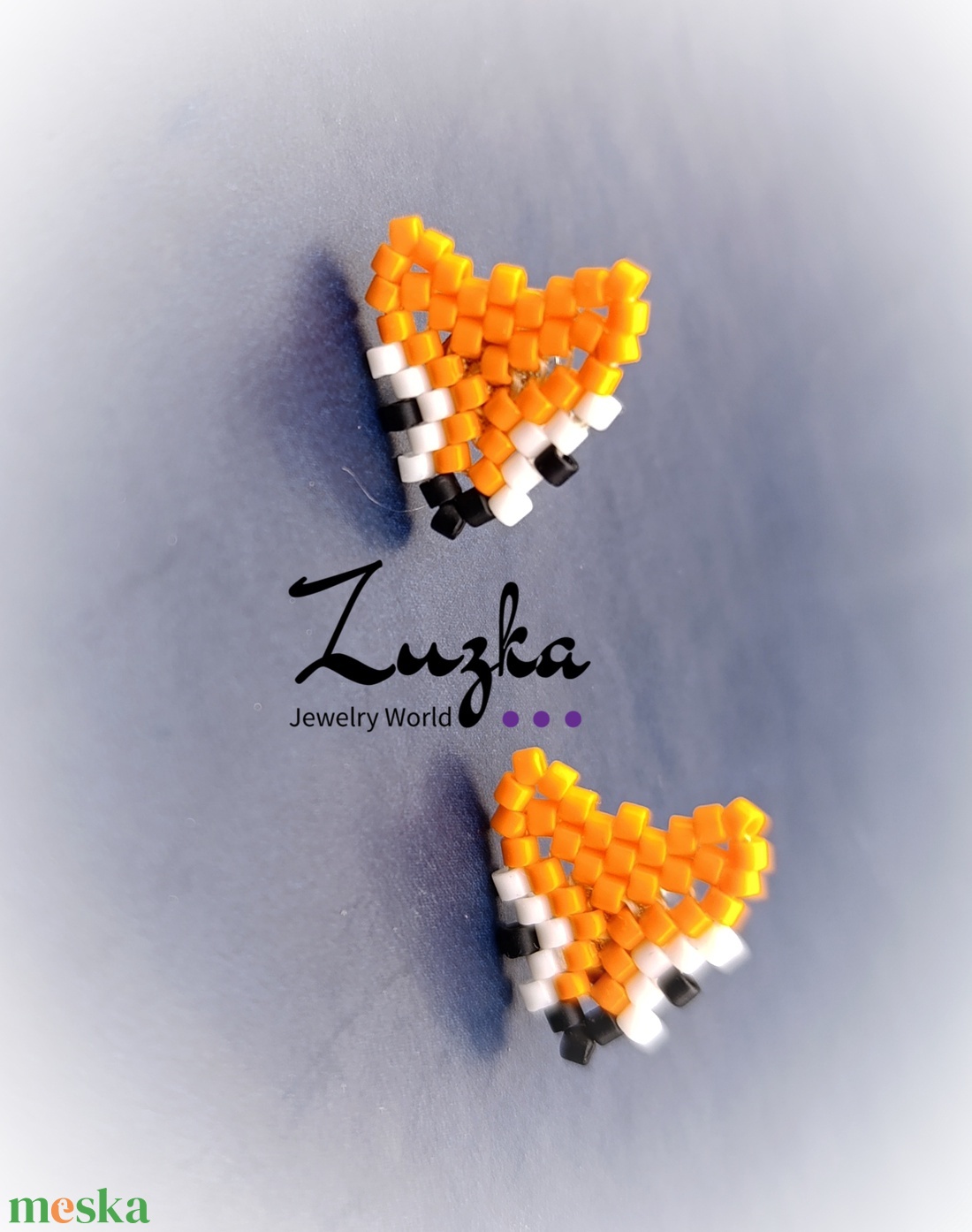 Mini rókás bedugós fülbevaló - ékszer - fülbevaló - pötty fülbevaló - Meska.hu