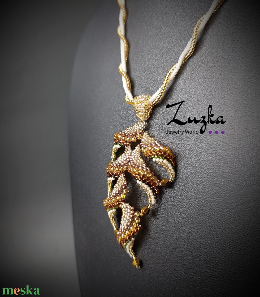 Őszi faleveles nyaklánc - ékszer - nyaklánc - hosszú nyaklánc - Meska.hu