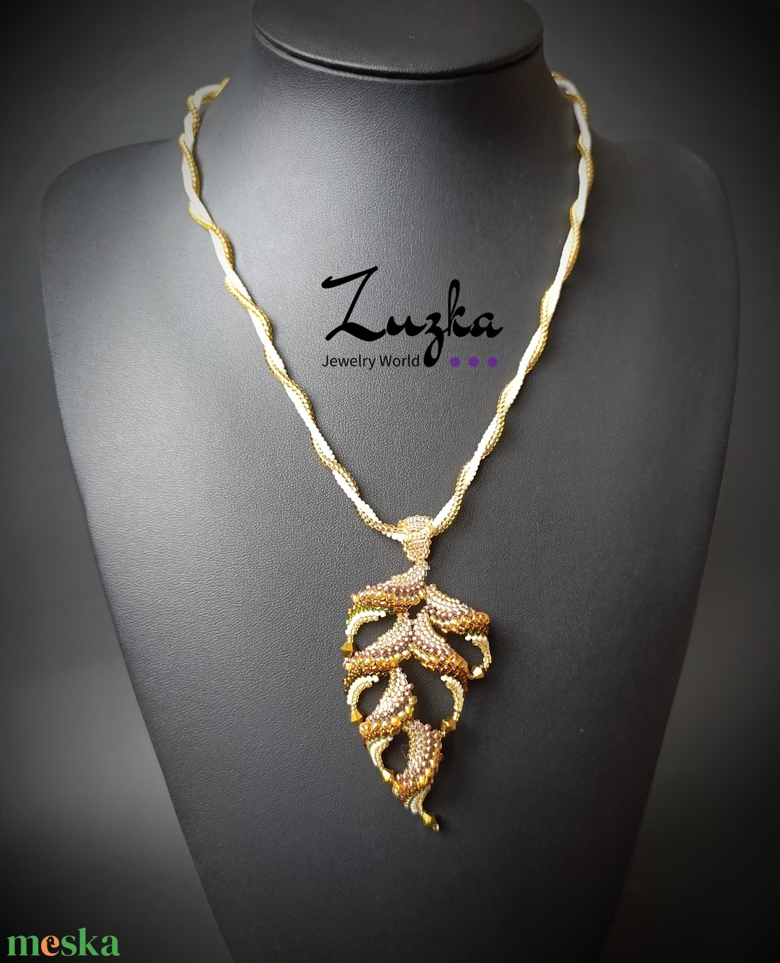 Őszi faleveles nyaklánc - ékszer - nyaklánc - hosszú nyaklánc - Meska.hu