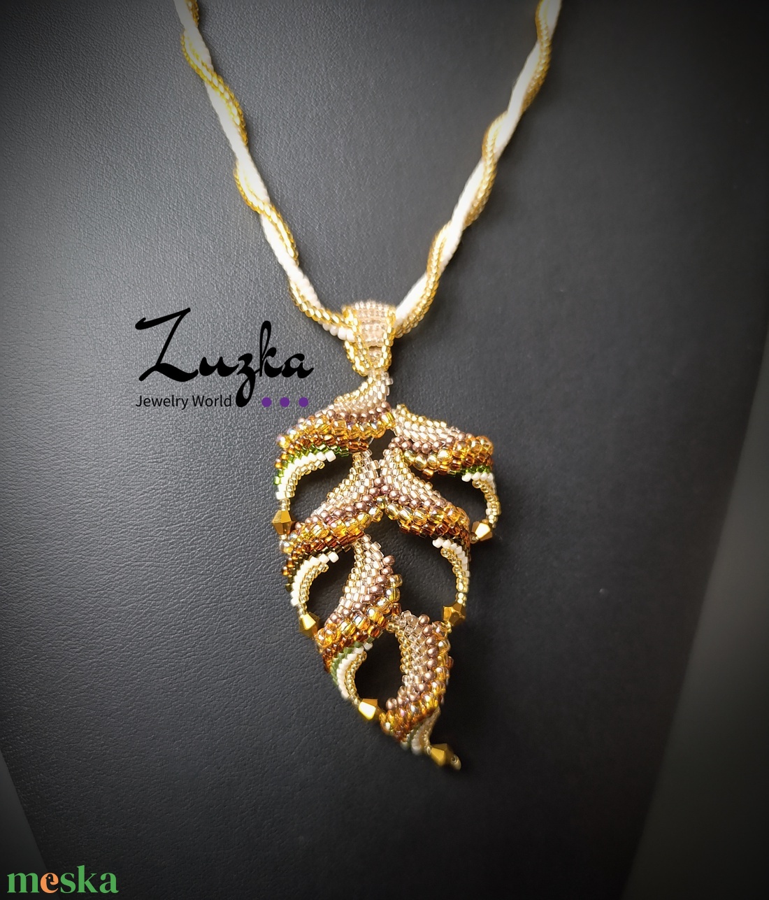 Őszi faleveles nyaklánc - ékszer - nyaklánc - hosszú nyaklánc - Meska.hu