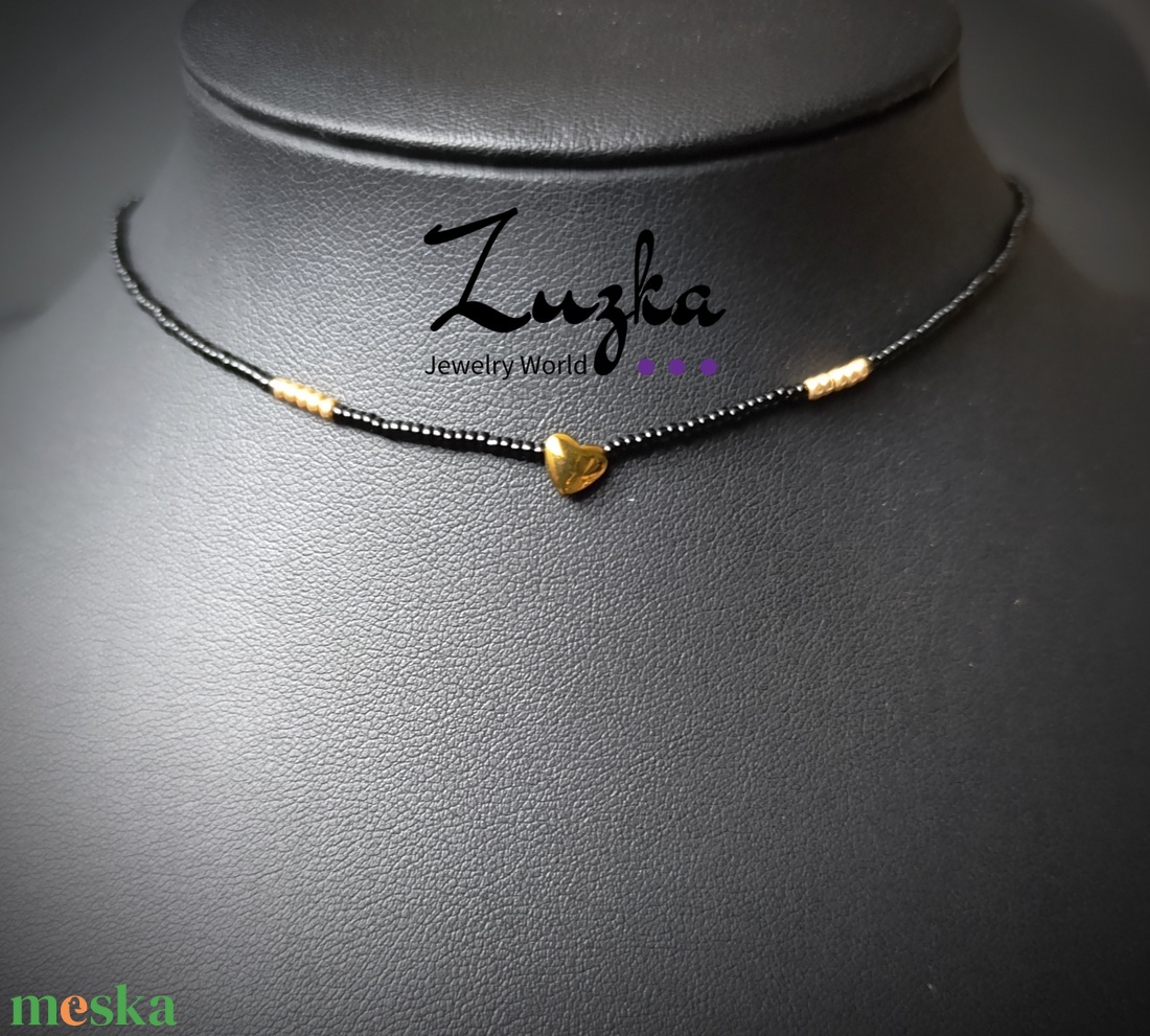 Choker nyaklánc, nyakpánt szivecskével - ékszer - nyaklánc - nyakpánt, gallér - Meska.hu