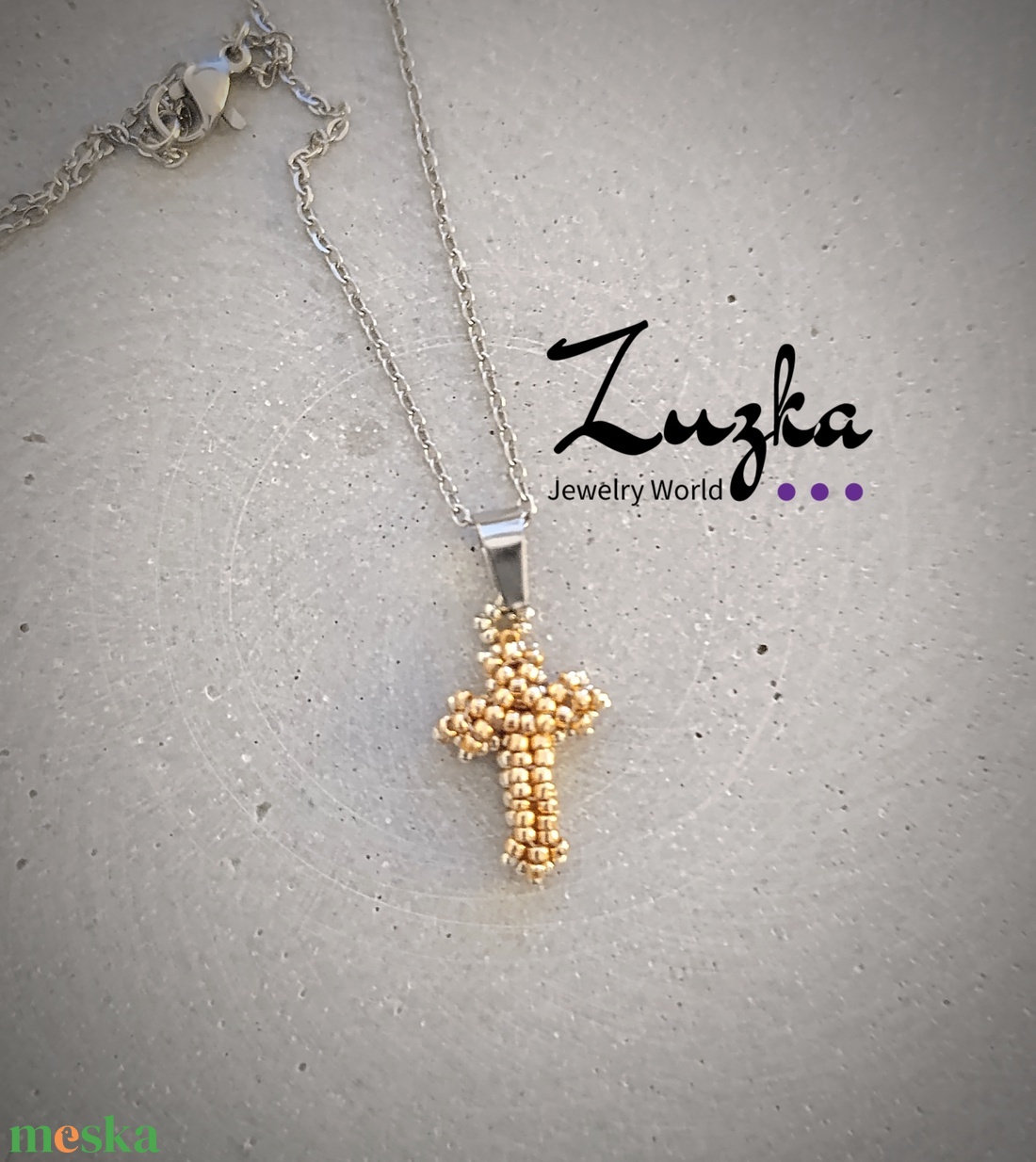 Mini keresztes nyaklánc - ékszer - nyaklánc - medálos nyaklánc - Meska.hu
