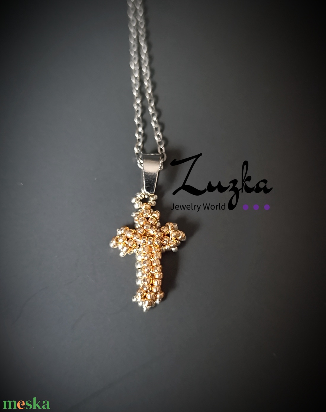 Mini keresztes nyaklánc - ékszer - nyaklánc - medálos nyaklánc - Meska.hu