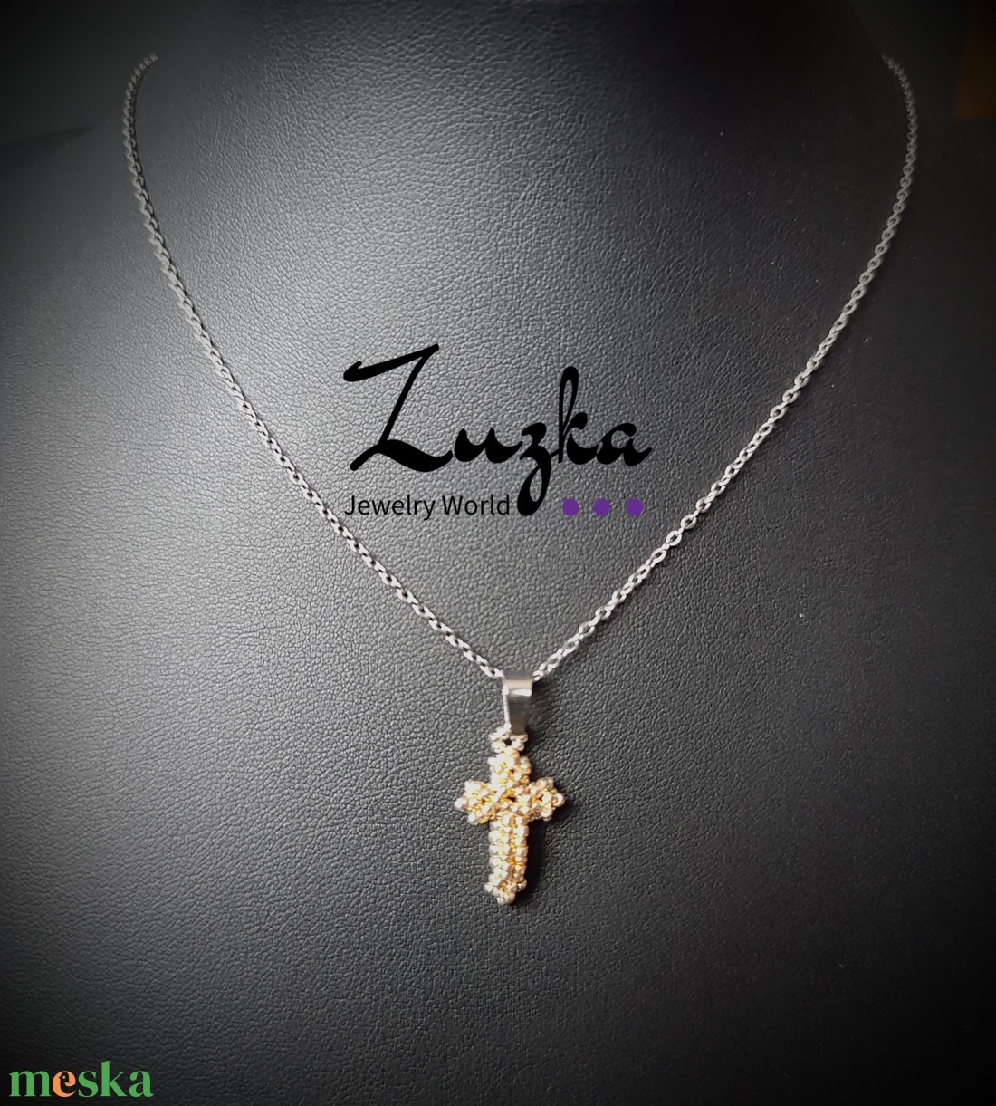 Mini keresztes nyaklánc - ékszer - nyaklánc - medálos nyaklánc - Meska.hu