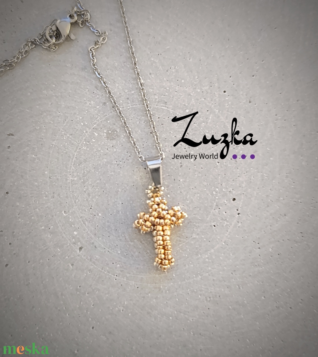 Mini keresztes nyaklánc - ékszer - nyaklánc - medálos nyaklánc - Meska.hu