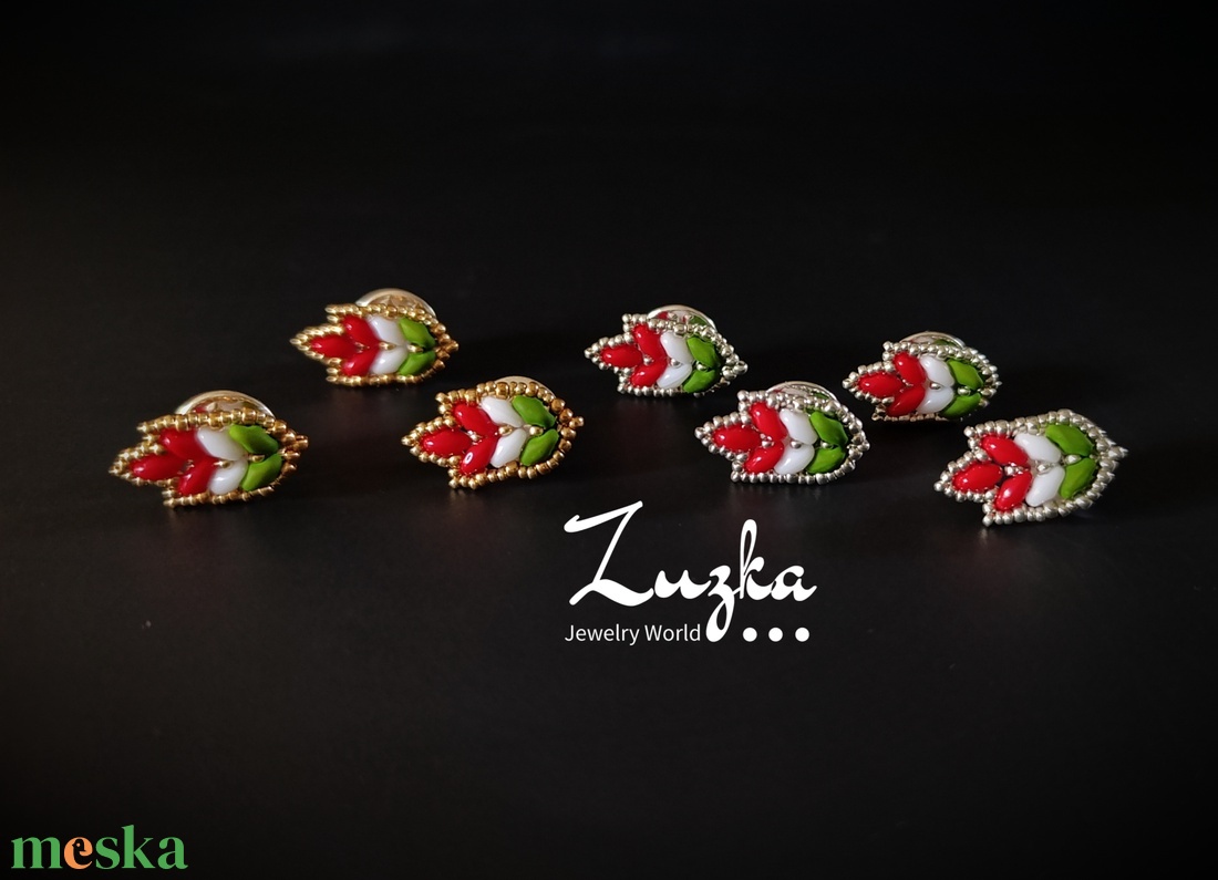 Mini kokárda  - ékszer - fülbevaló - lógó fülbevaló - Meska.hu